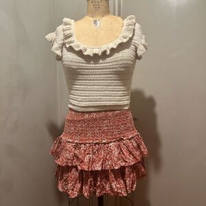 Crochet top and floral skirt